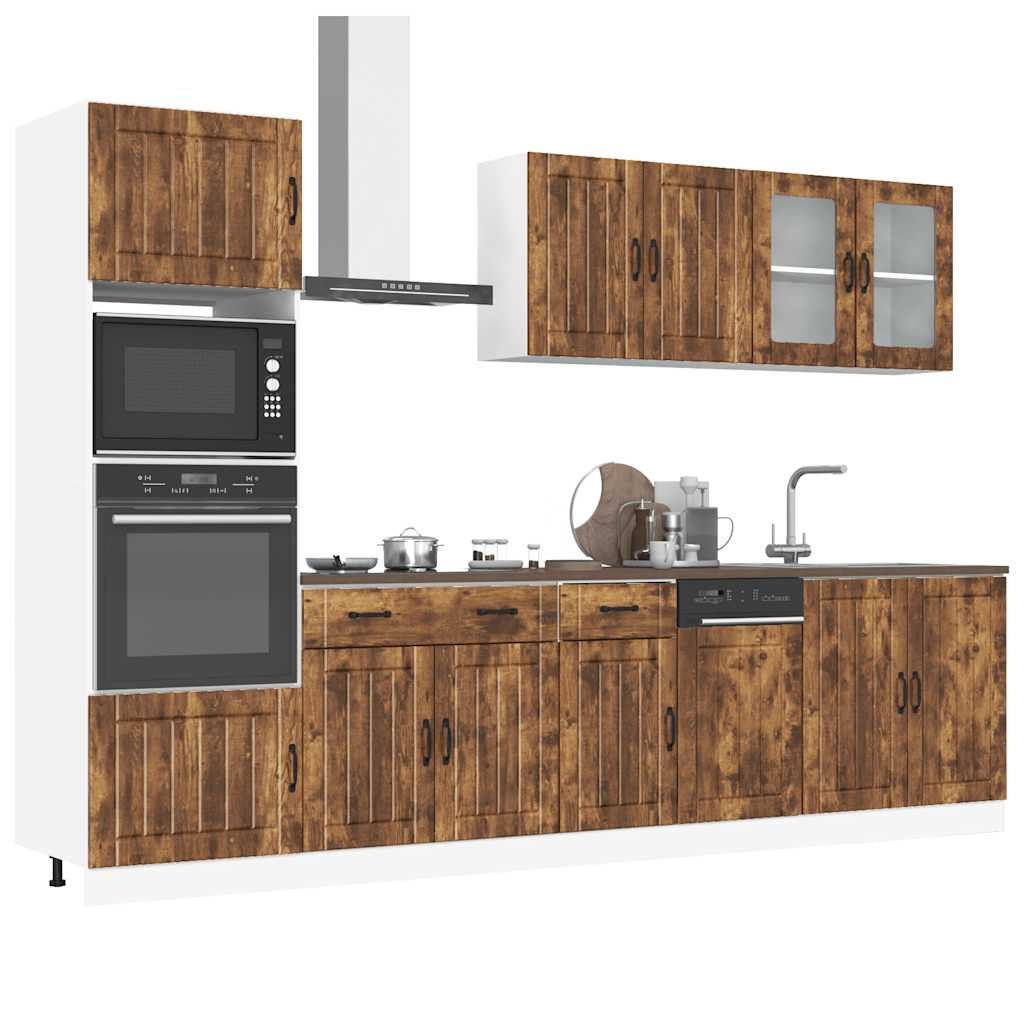 vidaXL 7-tlg. Küchenschrank-Set Lucca Räuchereiche Holzwerkstoff