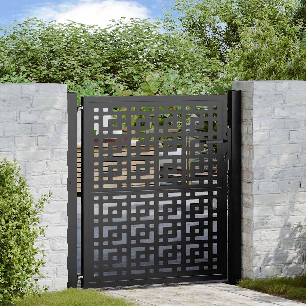 vidaXL Gartentor Schwarz 100x100 cm Stahl Kreuz-Design