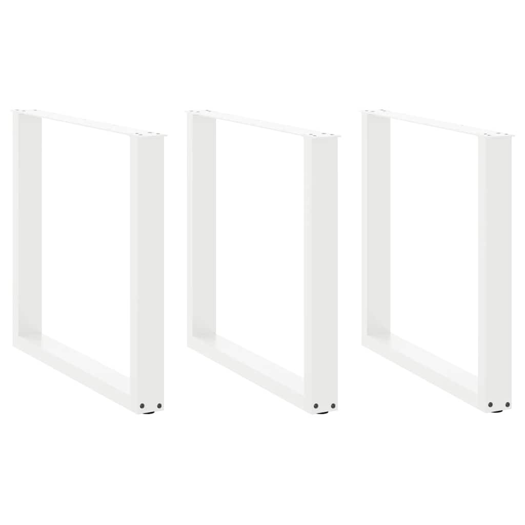 vidaXL Esstischbeine U-Form 3 Stk. Weiß 80x(72-73) cm Stahl