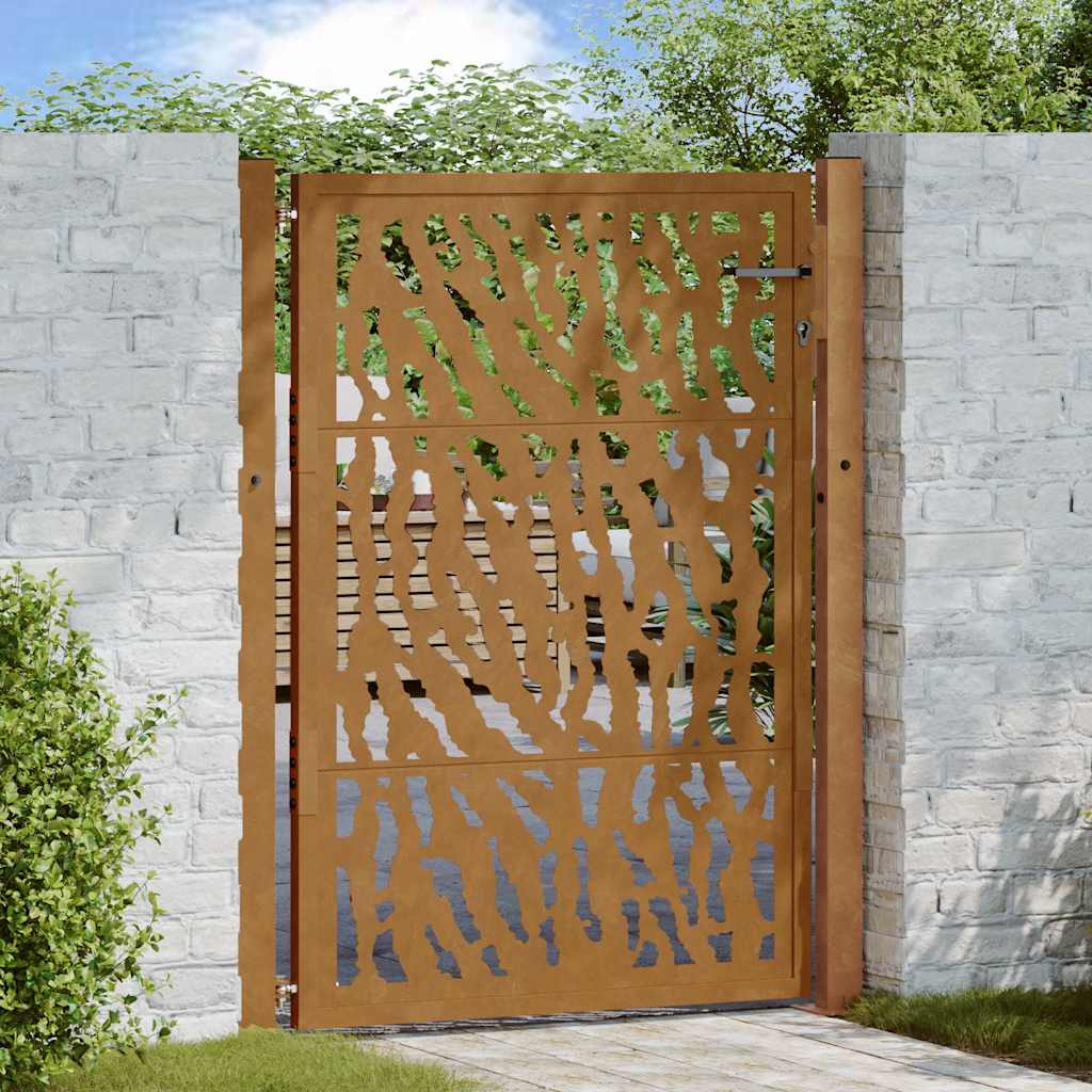 vidaXL Gartentor 100x150 cm Verwitterungsstahl Trace-Design