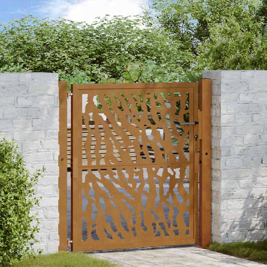 vidaXL Gartentor 100x100 cm Verwitterungsstahl Trace-Design