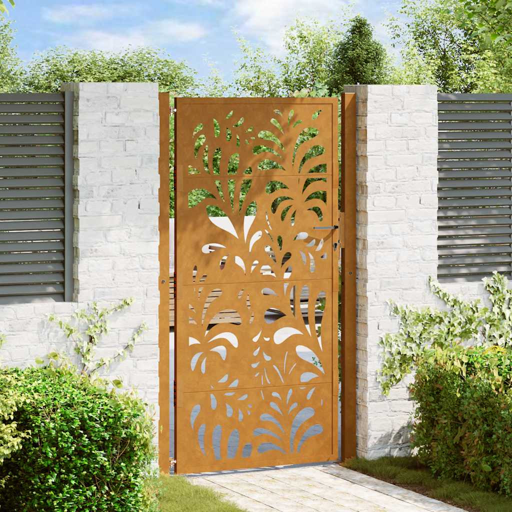 vidaXL Gartentor 100x200 cm Verwitterungsstahl Wellendesign