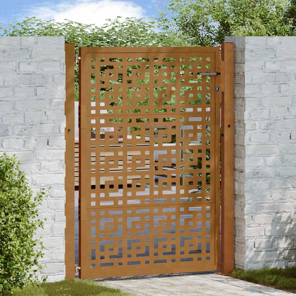 vidaXL Gartentor 100x125 cm Verwitterungsstahl Kreuzdesign