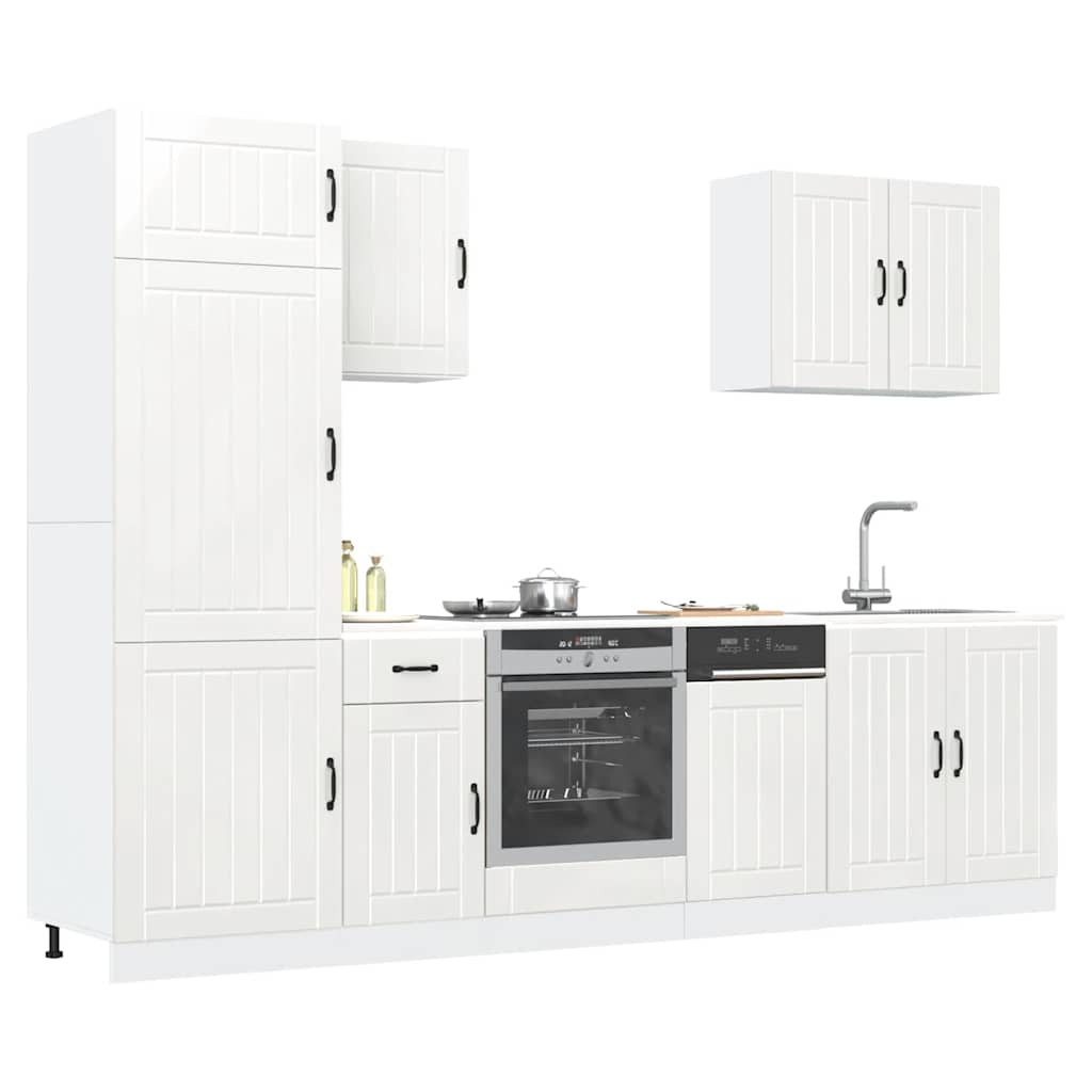 vidaXL 7-tlg. Küchenschrank-Set Lucca Hochglanz-Weiß Holzwerkstoff