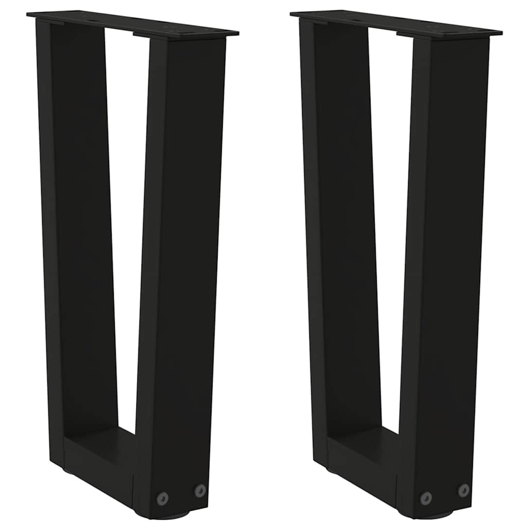 vidaXL Couchtischbeine V-Form 2 Stück Schwarz 28x(42-43,3) cm Stahl