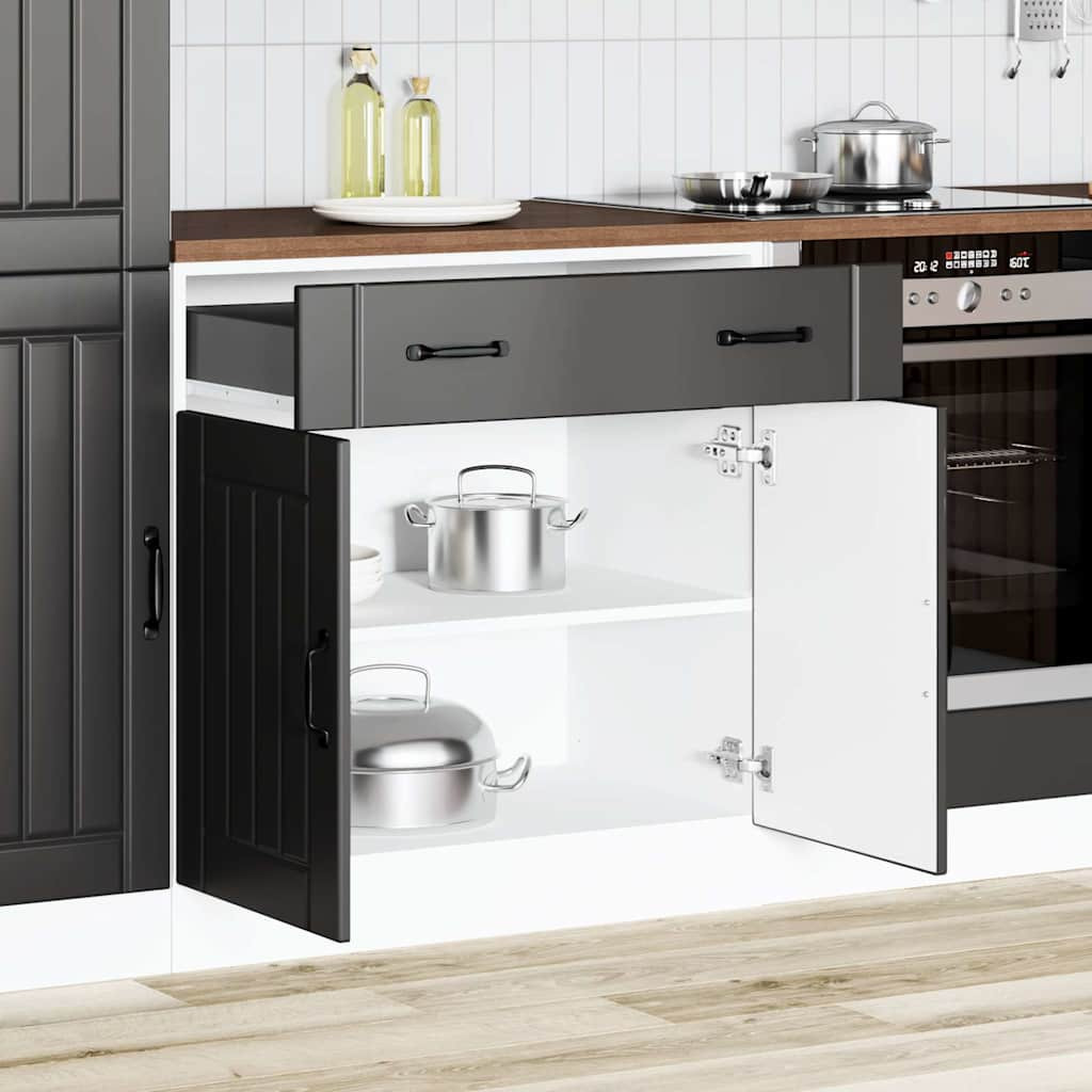 vidaXL Küchen-Unterschrank Lucca Schwarz Holzwerkstoff