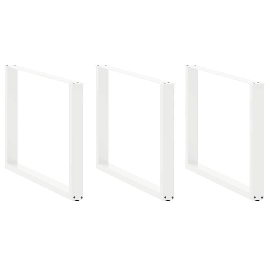 vidaXL Esstischbeine U-Form 3 Stk. Weiß 100x(72-73) cm Stahl