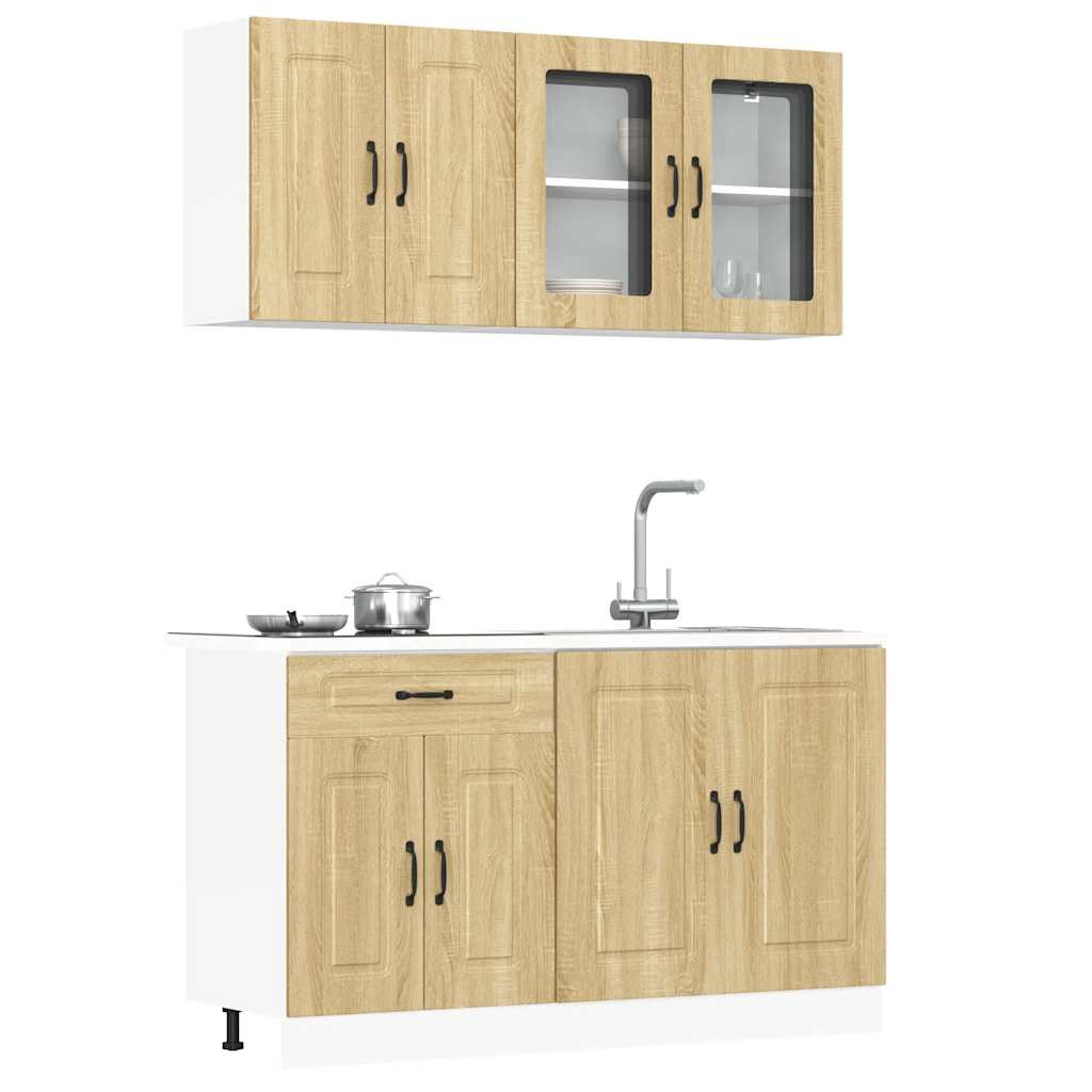 vidaXL 4-tlg. Küchenschrank-Set Kalmar Sonoma-Eiche Holzwerkstoff