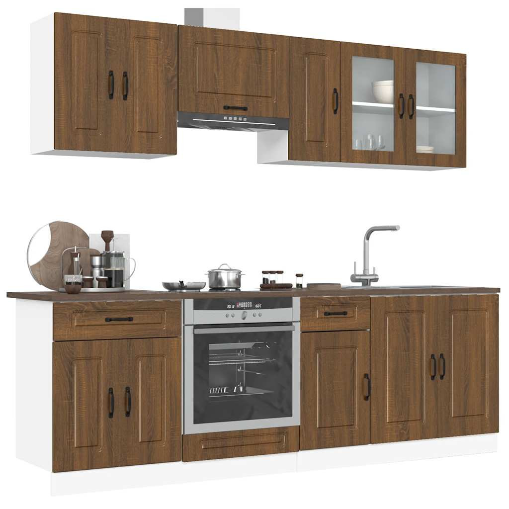 vidaXL 8-tlg. Küchenschrank-Set Kalmar Braun Eichen-Optik Holzwerkstoff