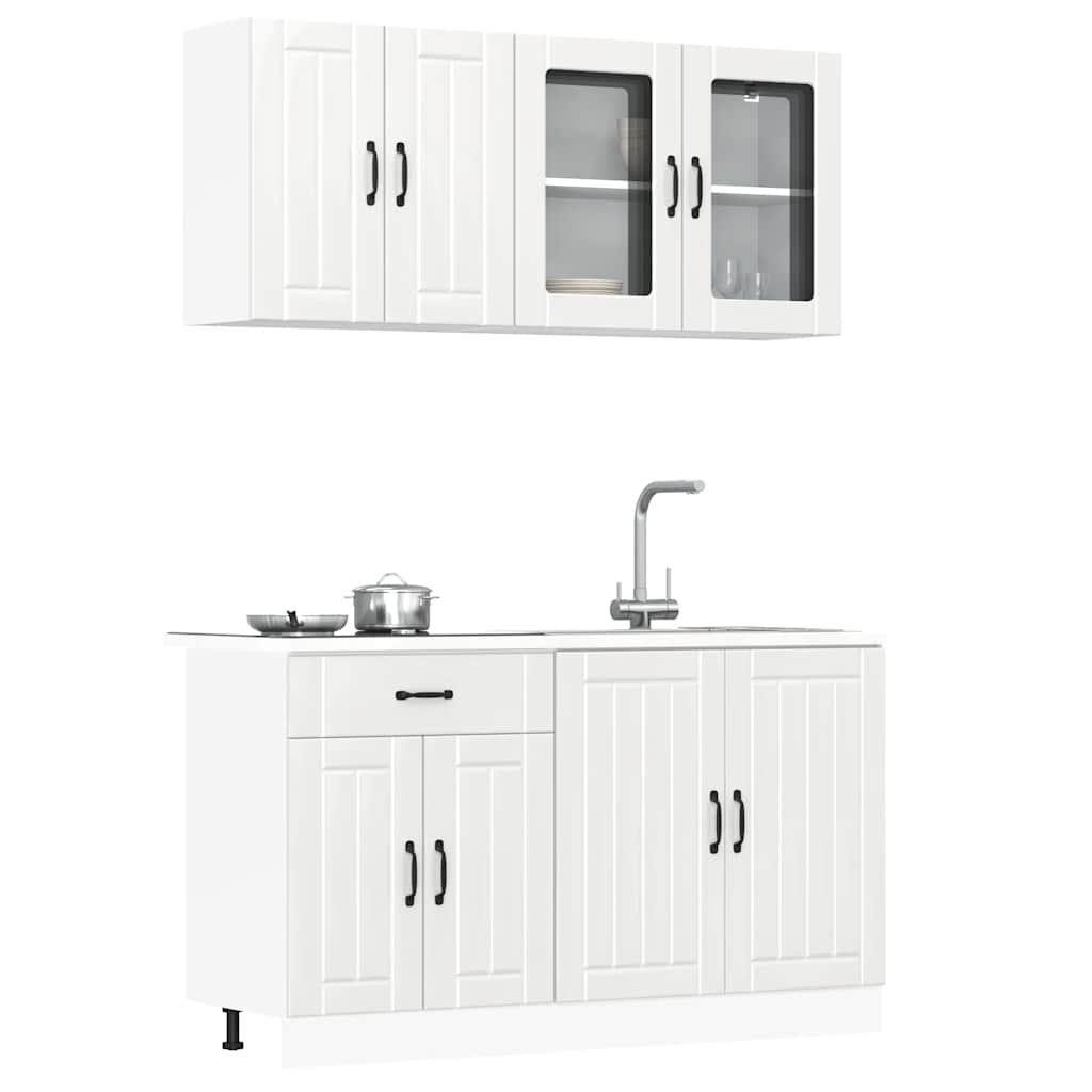 vidaXL 4-tlg. Küchenschrank-Set Lucca Hochglanz-Weiß Holzwerkstoff