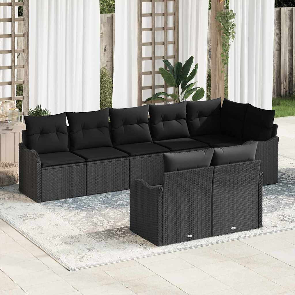 vidaXL Gartensofa-set mit Speicher 8 pcs Schwarz Poly-Rattan