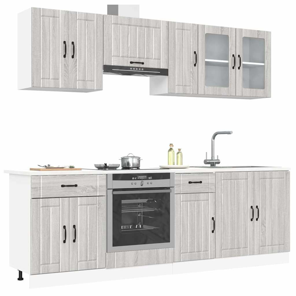 vidaXL 8-tlg. Küchenschrank-Set Kalmar Grau Sonoma Holzwerkstoff