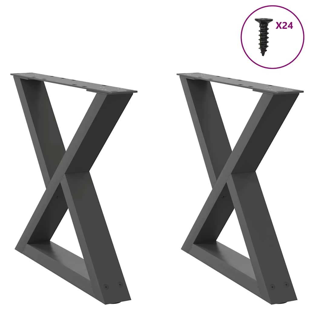 vidaXL Couchtischbeine 2 Stk. Anthrazit 60x(42-43,3) cm Stahl