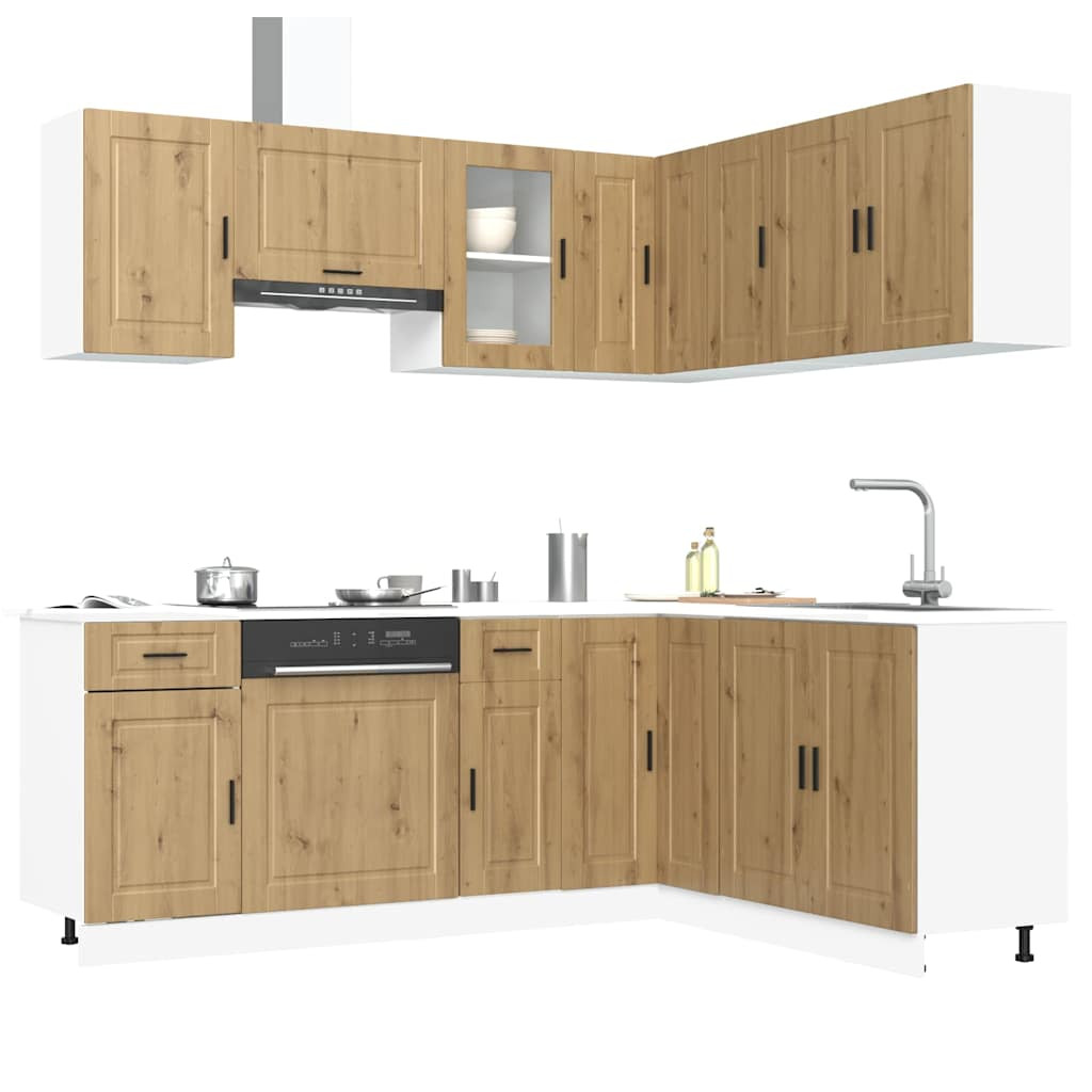 vidaXL 11-tlg. Küchenschrank-Set Porto Artisan-Eiche Holzwerkstoff