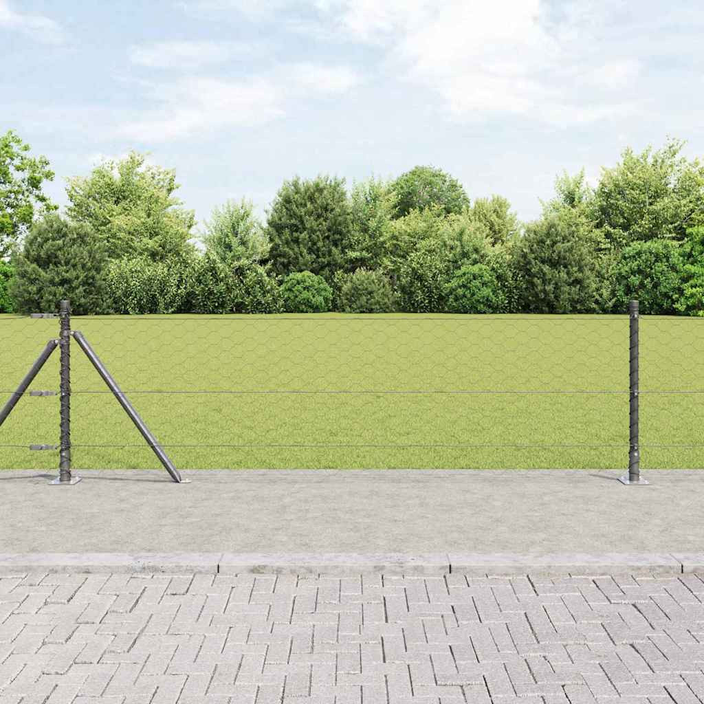 vidaXL Sechseckzaun mit Betonsockel 10 x 0,4 m PVC-beschichteter Stahl