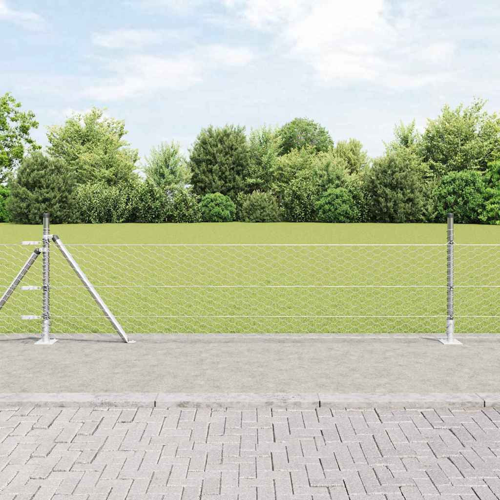 vidaXL Sechseckzaun mit Betonsockel 100 x 0,4 m Verzinkter Stahl Netz
