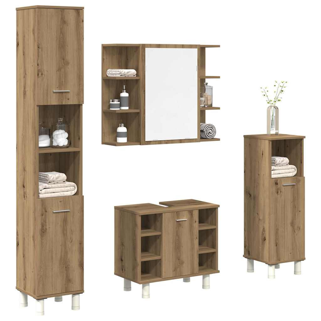 vidaXL 4-tlg. Badmöbel-Set Artisan-Eiche Holzwerkstoff