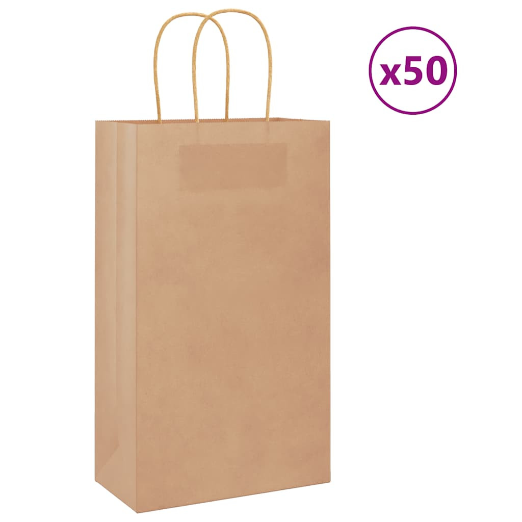 vidaXL Papiertragetaschen 50 Stk. mit Henkeln Braun 21x11x36 cm