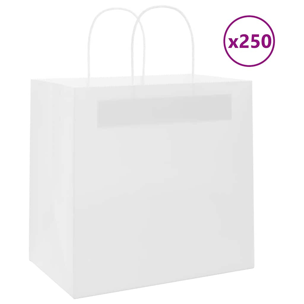 vidaXL Papiertragetaschen 250 Stk. mit Henkeln Weiß 26x17x25 cm