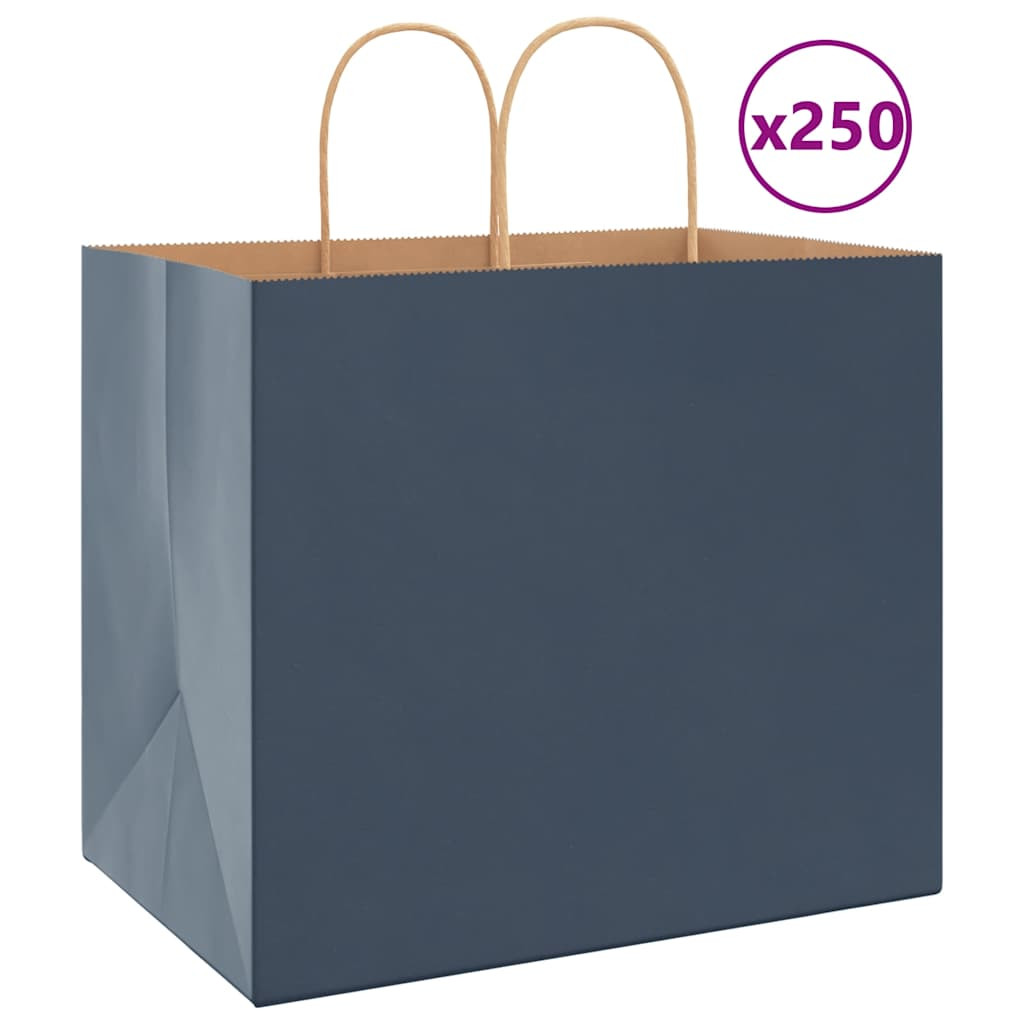 vidaXL Papiertragetaschen 250 Stk. mit Henkeln Blau 32x22x28 cm