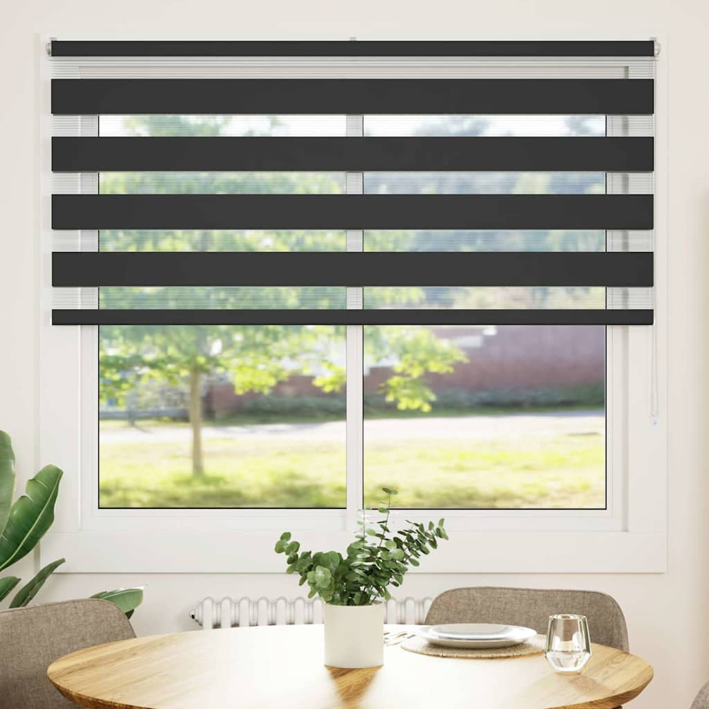 vidaXL Doppelrollo Schwarz 155x100 cm Stoffbreite 150,9 cm Polyester