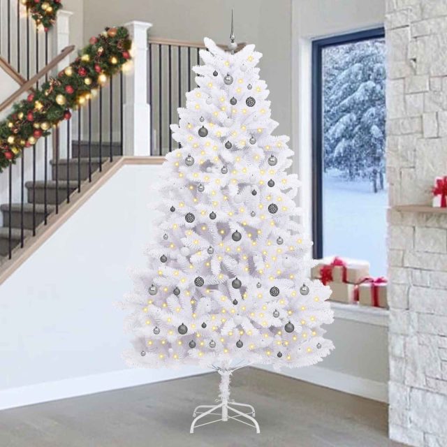 vidaXL Künstlicher Weihnachtsbaum Weiß 128 x 128 x 270 cm