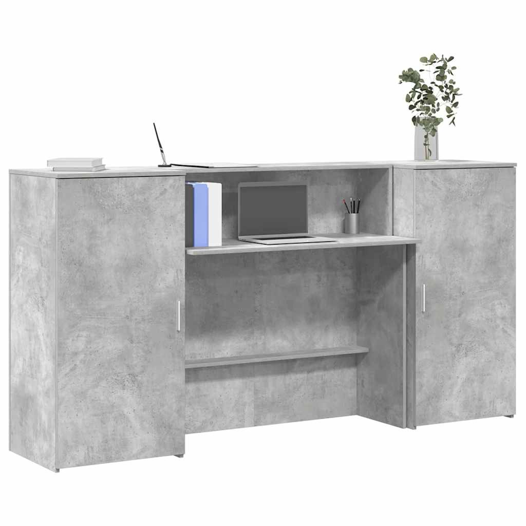 vidaXL Empfangstheke Betongrau 200x50x103,5 cm Holzwerkstoff
