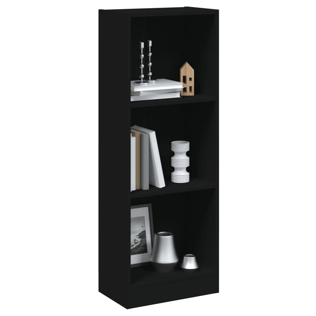 vidaXL Bücherregal 3 Fächer Schwarz 40x24x109 cm Holzwerkstoff