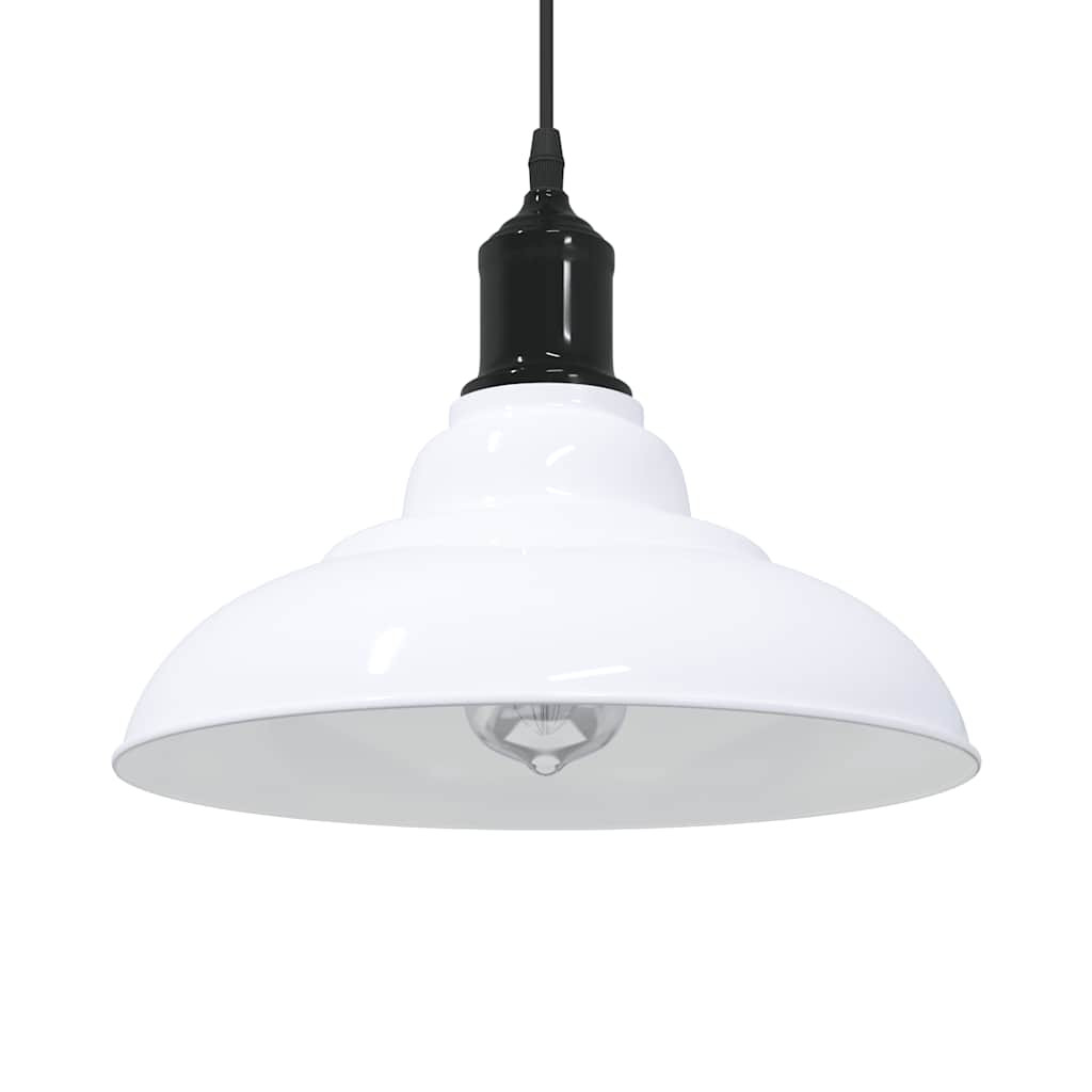 vidaXL Pendelleuchte Höhenverstellbar E27 Weiß Glänzend Ø 31 cm Metall