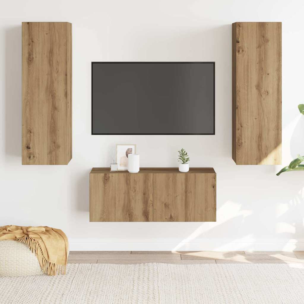 vidaXL TV-Wandschränke 3 Stk. Artisan-Eiche Holzwerkstoff