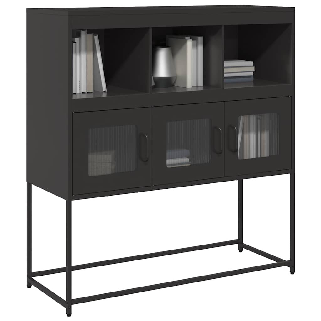 vidaXL Sideboard Schwarz 100,5x39x107 cm Kaltgewalzter Stahl