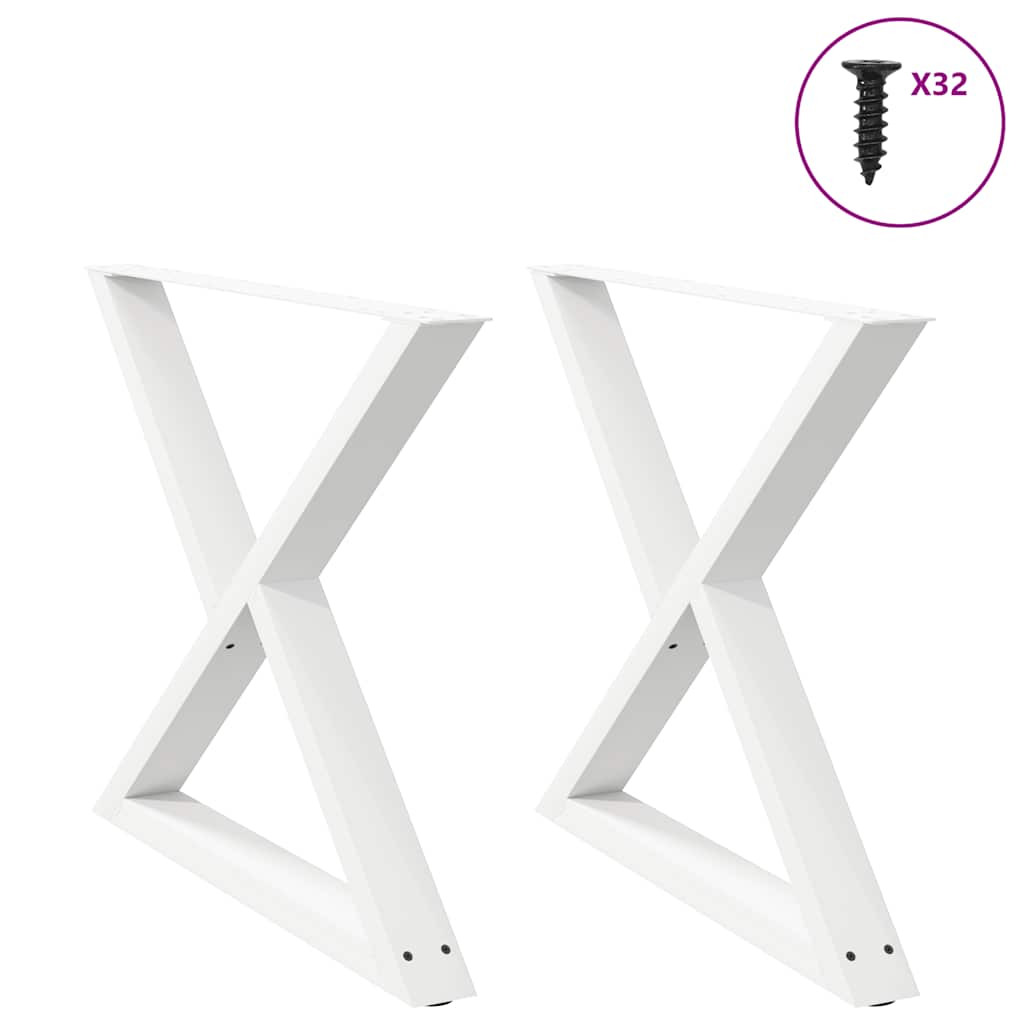 vidaXL Esstischbeine 2 Stück Weiß 90x(72-73,3) cm Stahl