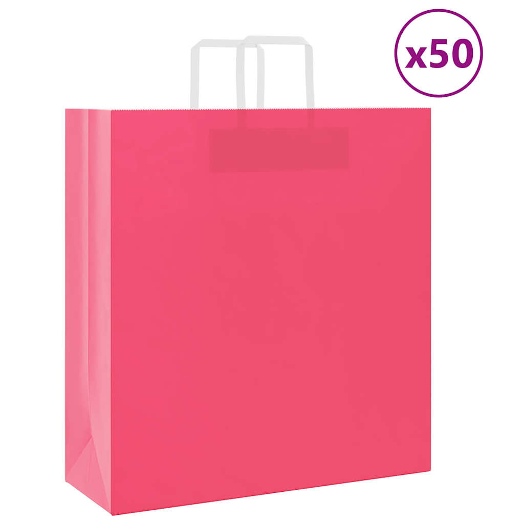 vidaXL Papiertragetaschen 50 Stk. mit Henkeln Rosa 45x17x48 cm