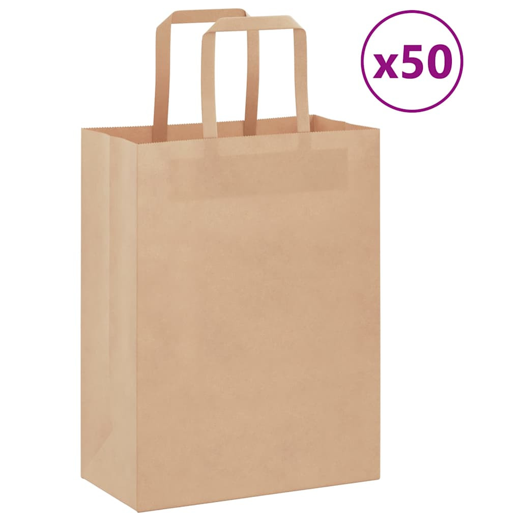 vidaXL Papiertragetaschen 50 Stk. mit Henkeln Braun 21x11x28 cm