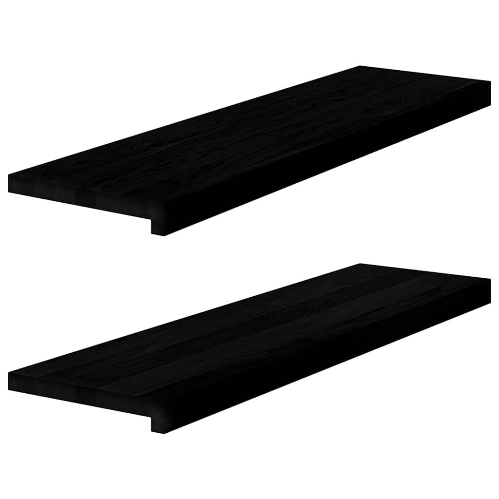 vidaXL Fensterbänke 2 Stk. Braun-Schwarz 90x25x2 cm Massivholz Eiche