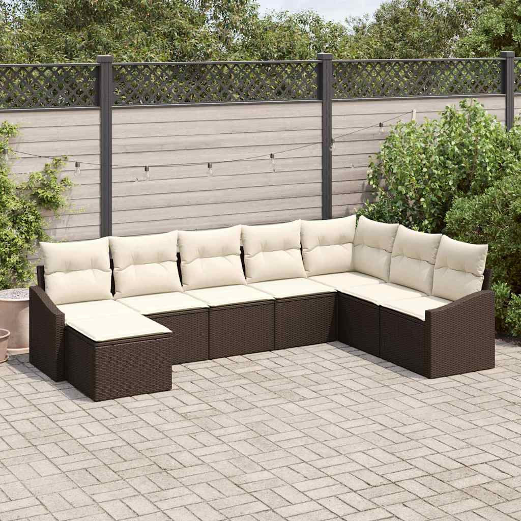 vidaXL Gartensofa-set mit Kissen 8 pcs Braun und Creme Poly-Rattan