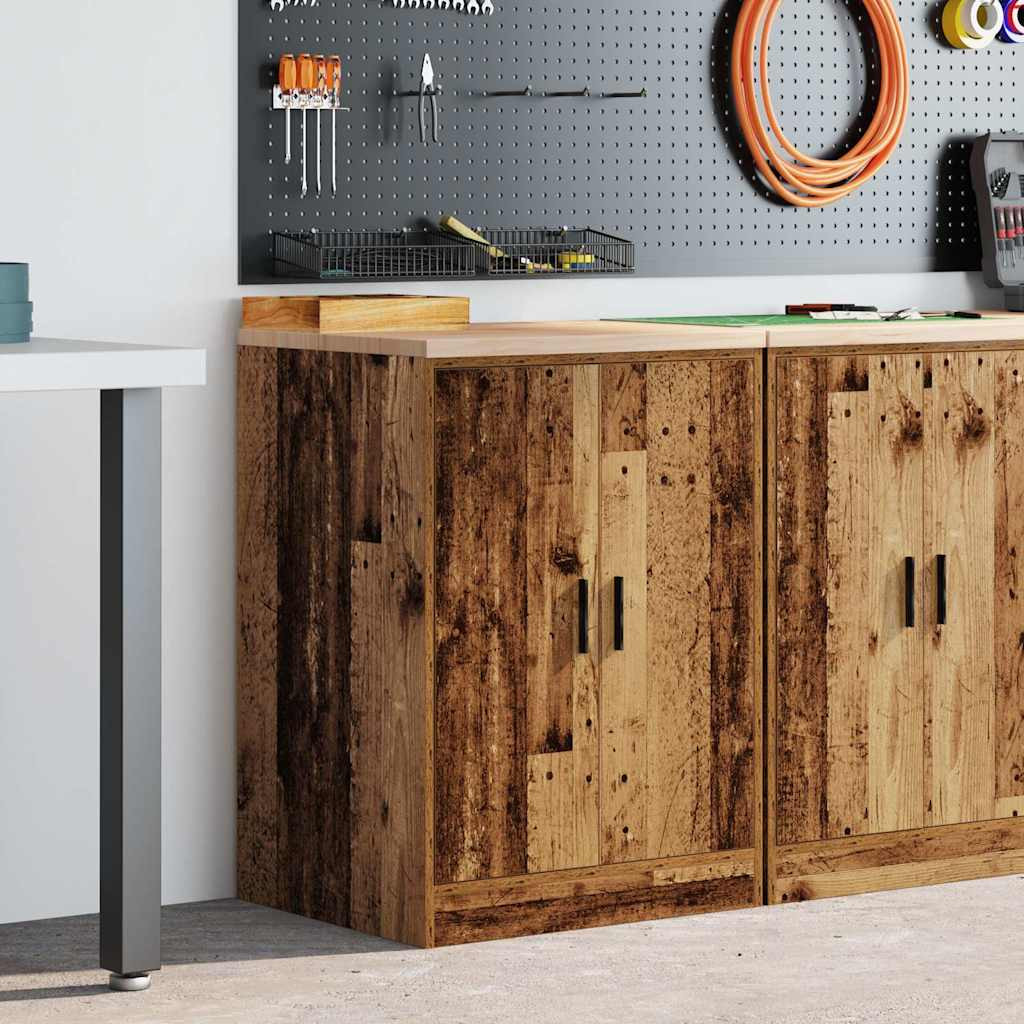 vidaXL Garagen-Aufbewahrungsschrank Altholz-Optik Massivholz Kiefer