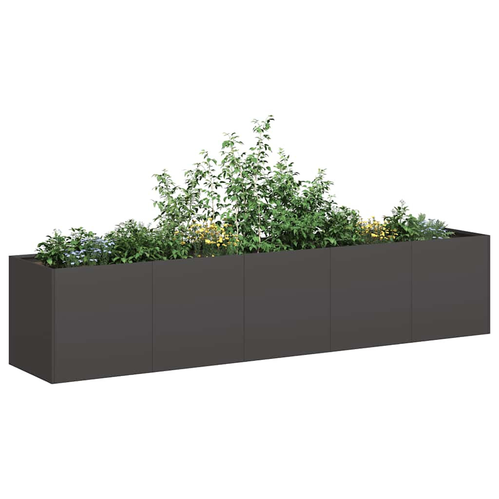 vidaXL Pflanzgefäß Schwarz 200 x 40 x 40 cm Kaltgewalzter Stahl