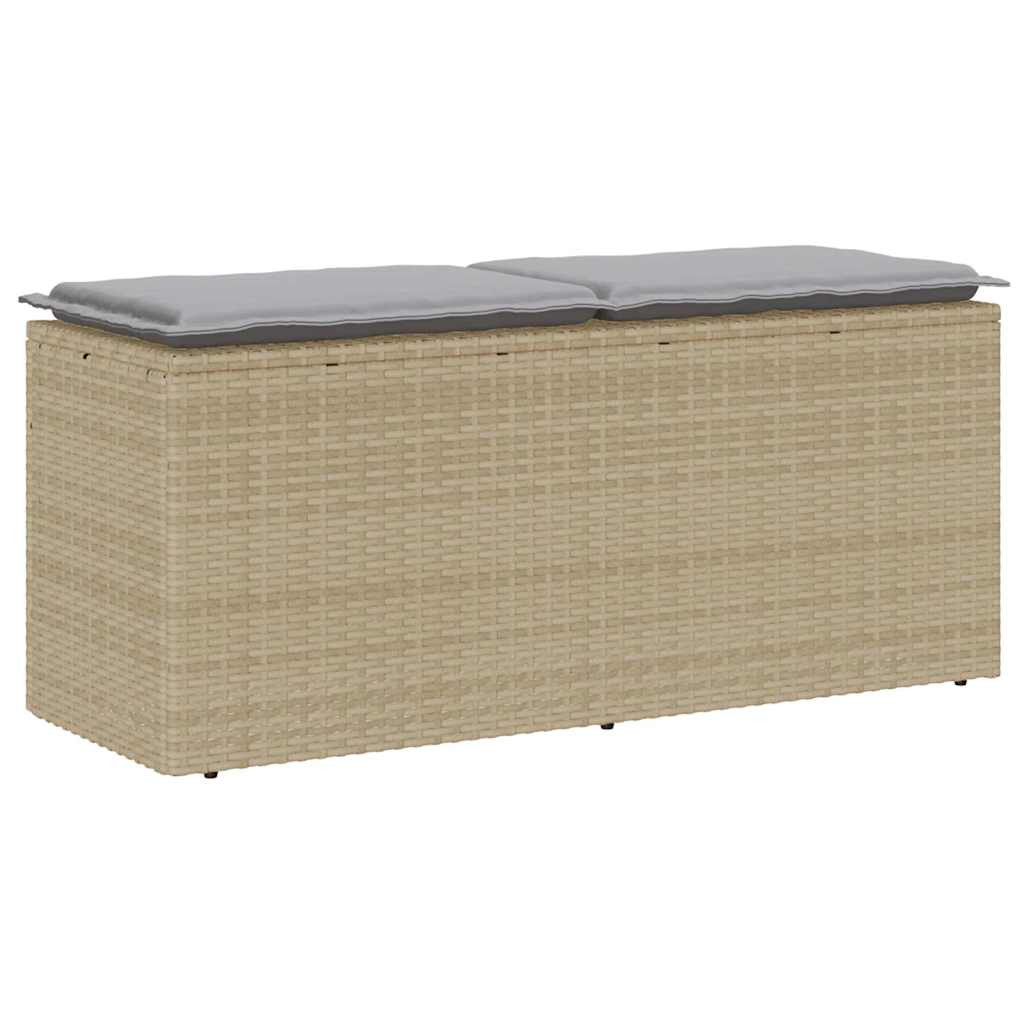 vidaXL Gartenbank mit Kissen Beige 110x40x44 cm Poly Rattan
