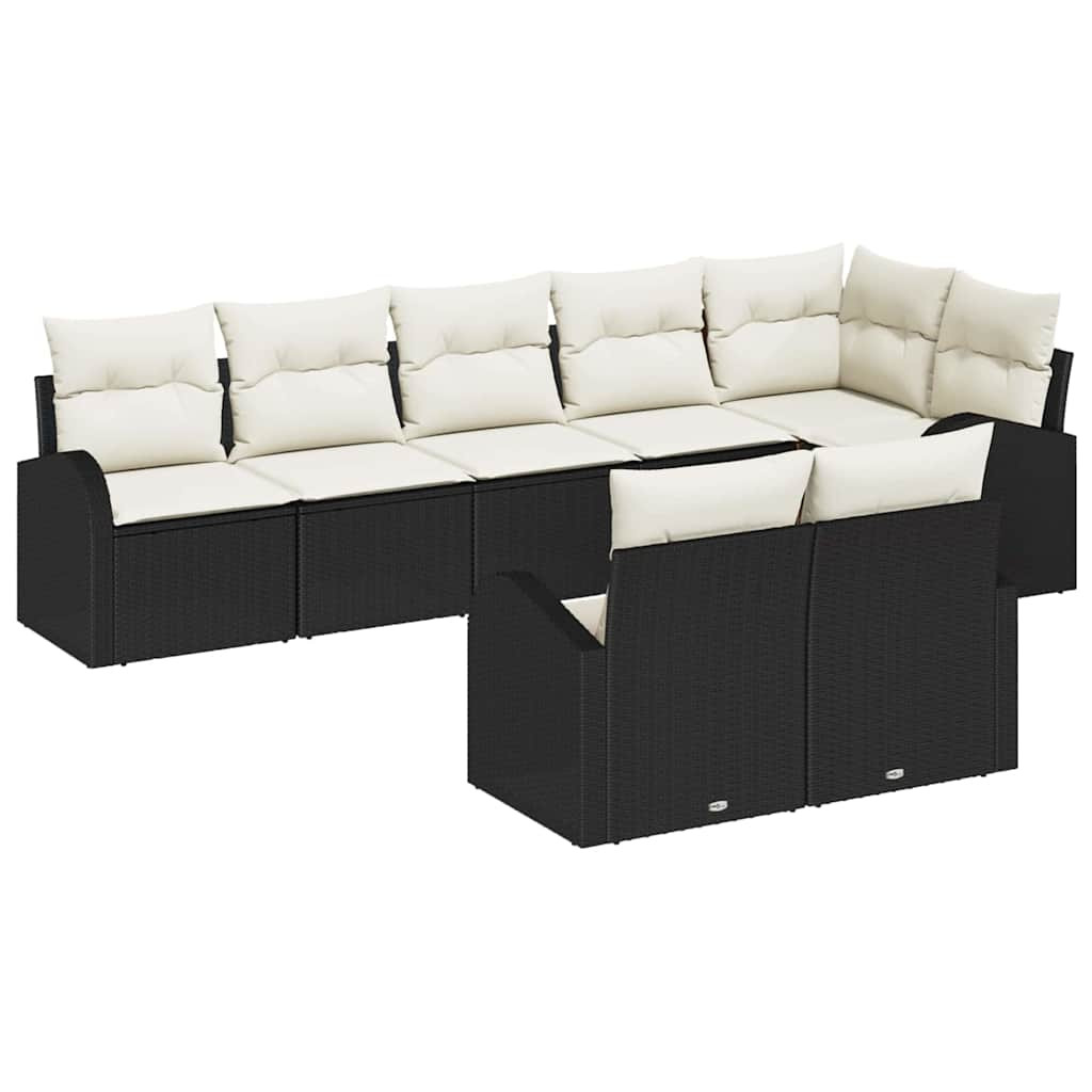 vidaXL Gartensofa-set mit Kissen 8 pcs Schwarz und Weiß Poly-Rattan