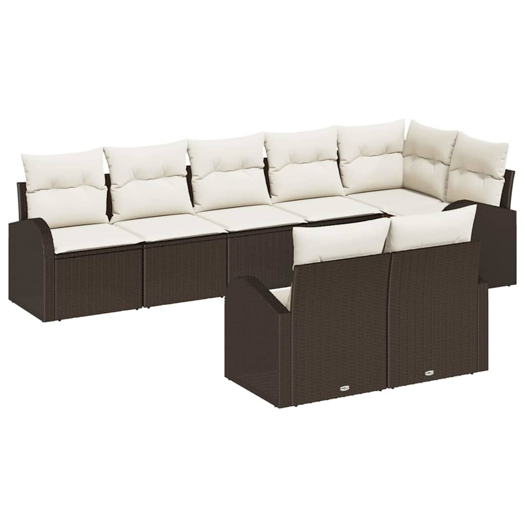vidaXL Gartensofa-set mit Kissen 8 pcs Braun und Weiß Poly-Rattan