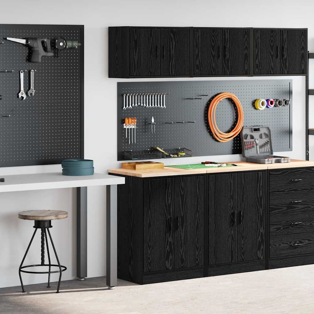 vidaXL Garagenschränke 2 Stk. Schwarz Holzwerkstoff