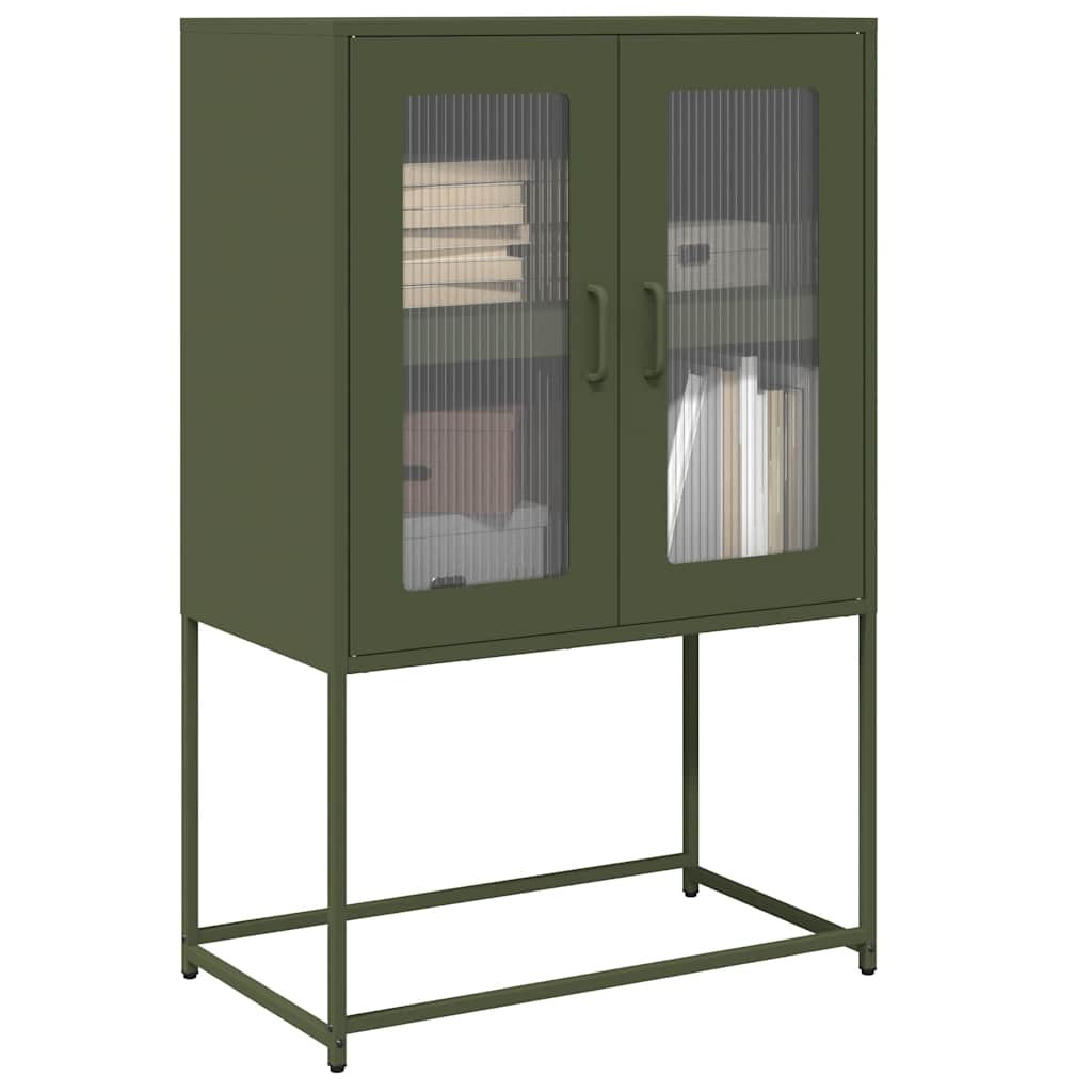 vidaXL Highboard Olivgrün 68x39x107 cm Stahl