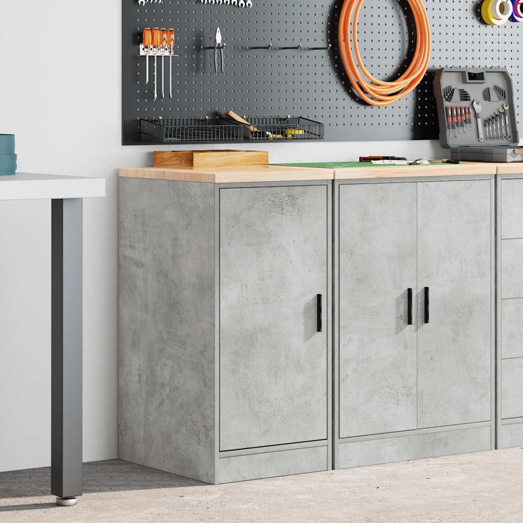 vidaXL Garagen-Aufbewahrungsschrank Betongrau Massivholz Kiefer