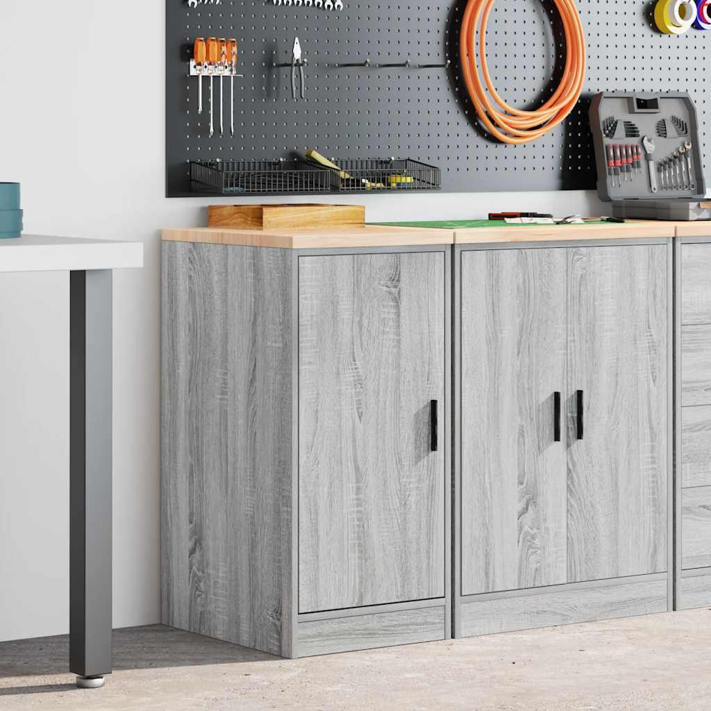 vidaXL Garagen-Aufbewahrungsschrank Grau Sonoma Massivholz Kiefer