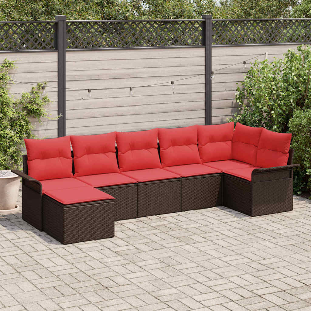 vidaXL Gartensofa-set mit Speicher 7 pcs Beige Poly-Rattan