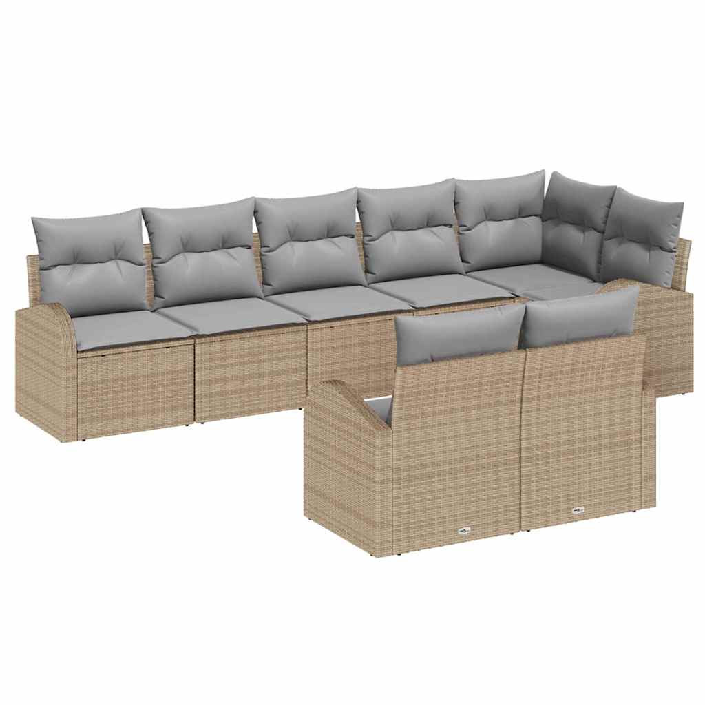 vidaXL Gartensofa-set mit Kissen 8 pcs Beige und Hellgrau Poly-Rattan