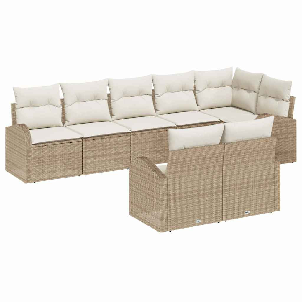 vidaXL Gartensofa-set mit Kissen 8 pcs Beige und Weiß Poly-Rattan