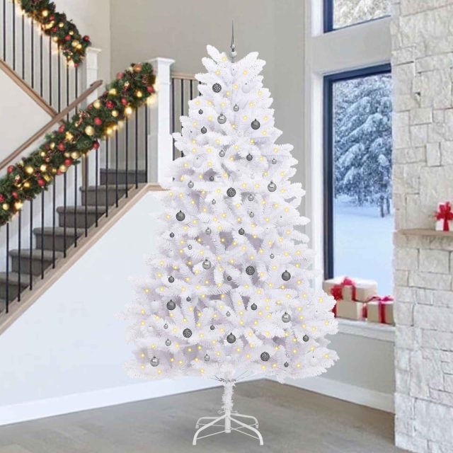 vidaXL Künstlicher Weihnachtsbaum Weiß 138 x 138 x 300 cm