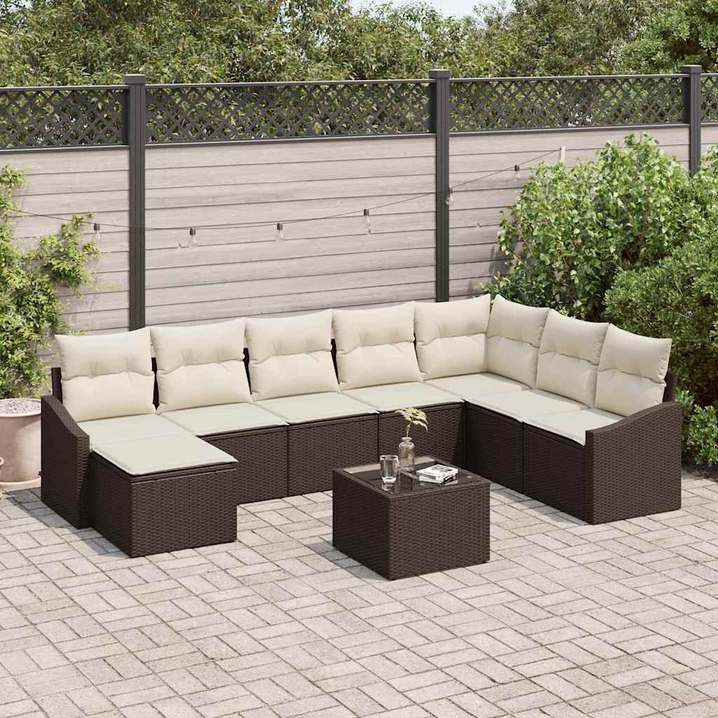 vidaXL Gartensofa-set mit Kissen 8 pcs Braun und Creme Poly-Rattan